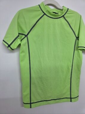 Lands' End Unisex/Boys/Girls Neon Green Rash Guard Swim Shirt Size L (7)